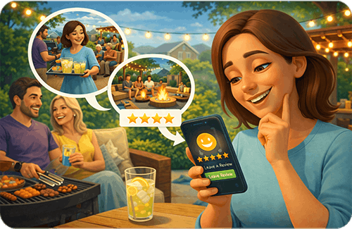 Happy guests sharing experience